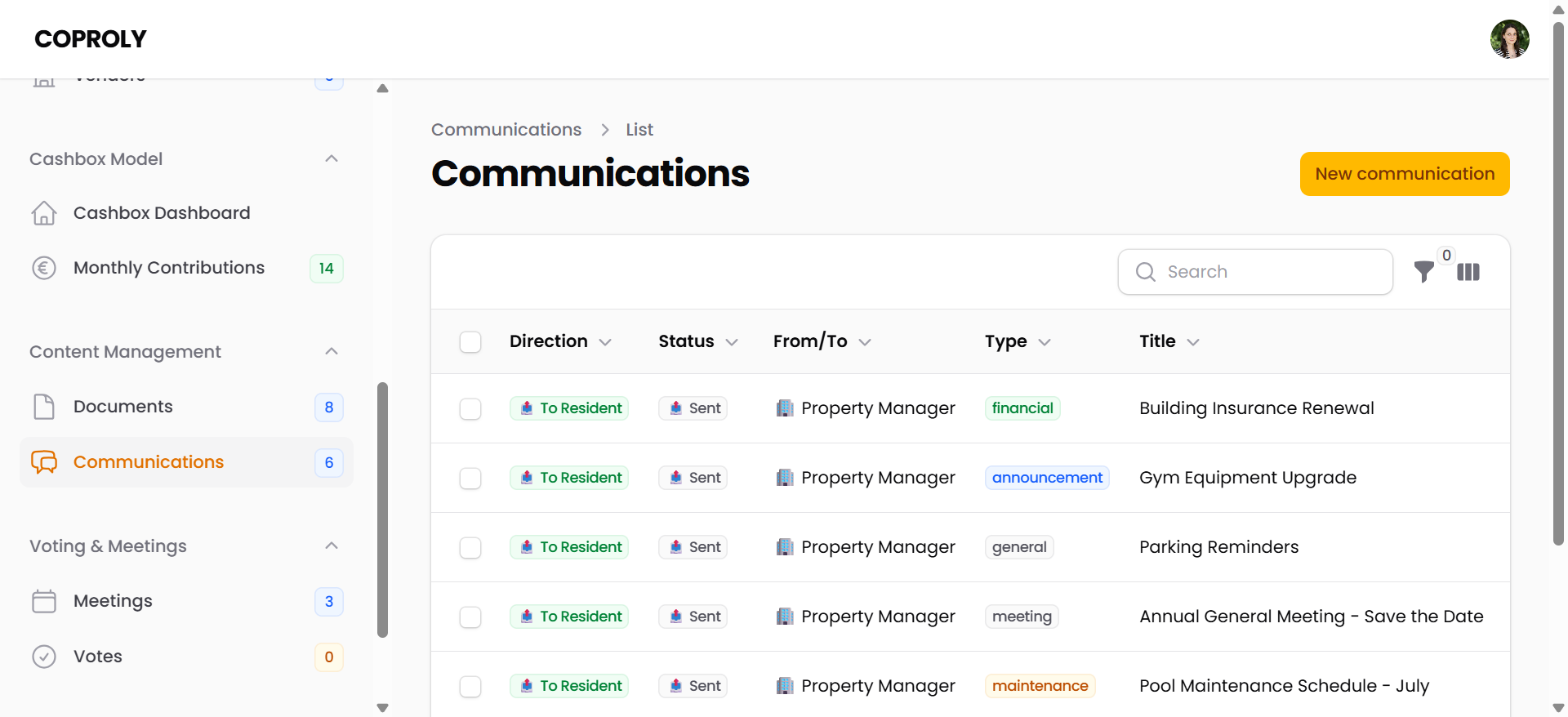 Communications Dashboard